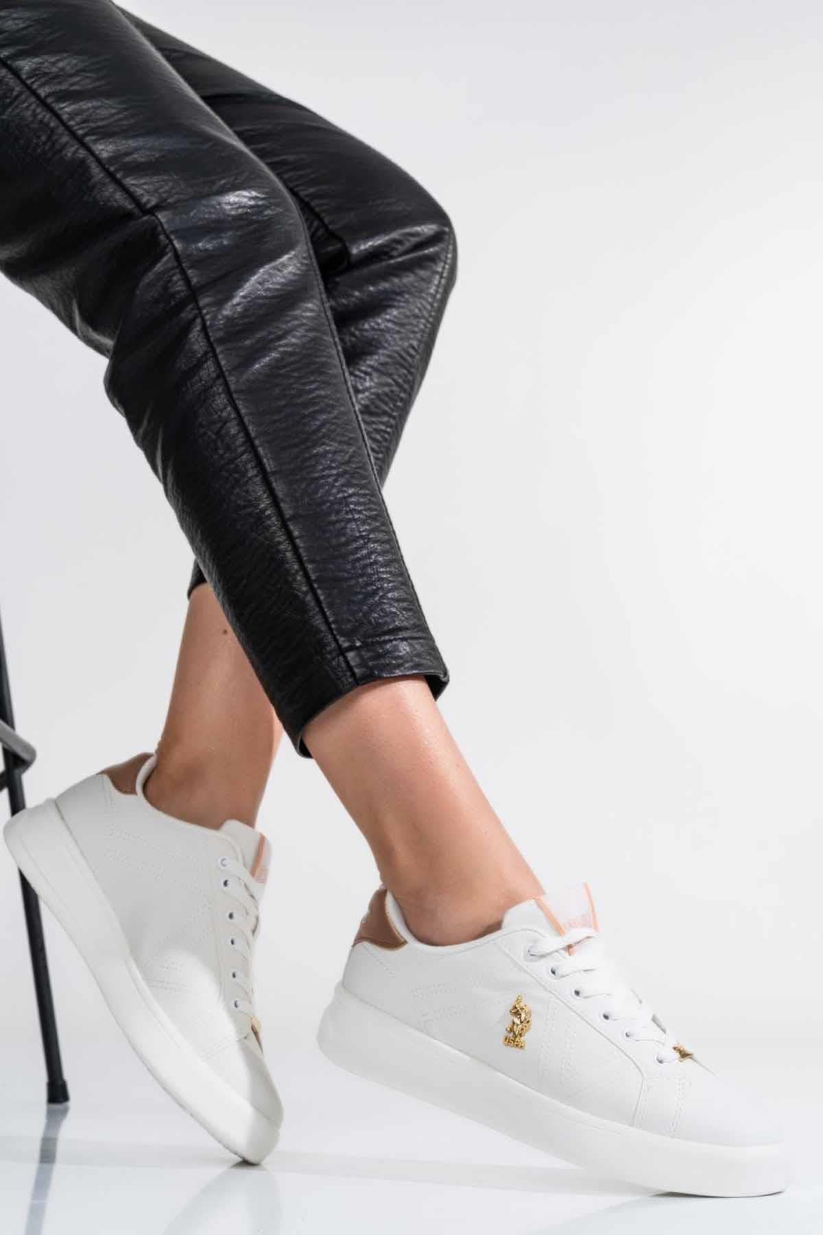 U.S. POLO ASSNGünlük SporUs Polo Assn. Beyaz Kadın Sneakers B0 Kadın Günlük Spor Ayakkabı USPA1001Beyaz