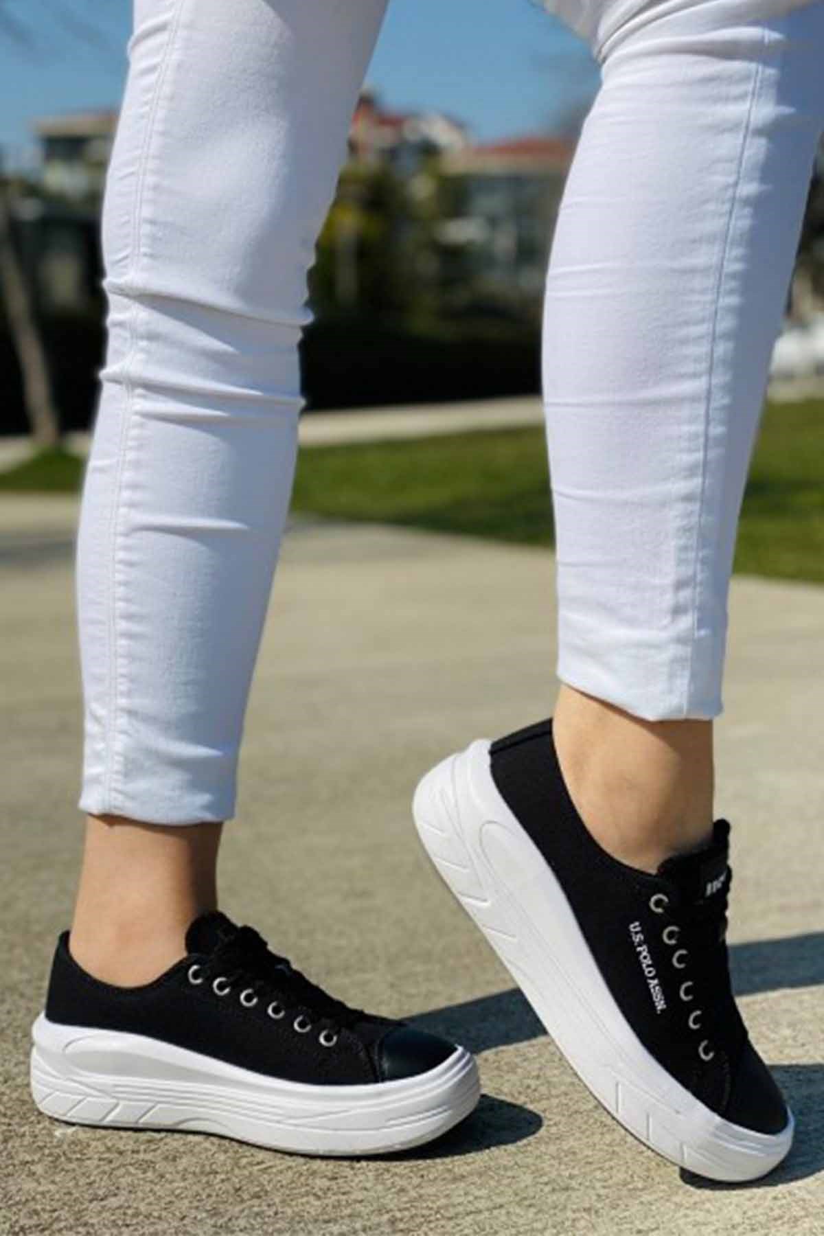 U.S. POLO ASSNGünlük SporUS Polo Cleme YüksekTaban Canvas Sneaker Kadın Günlük Spor Ayakkabı USP011SIYAH-BYZ