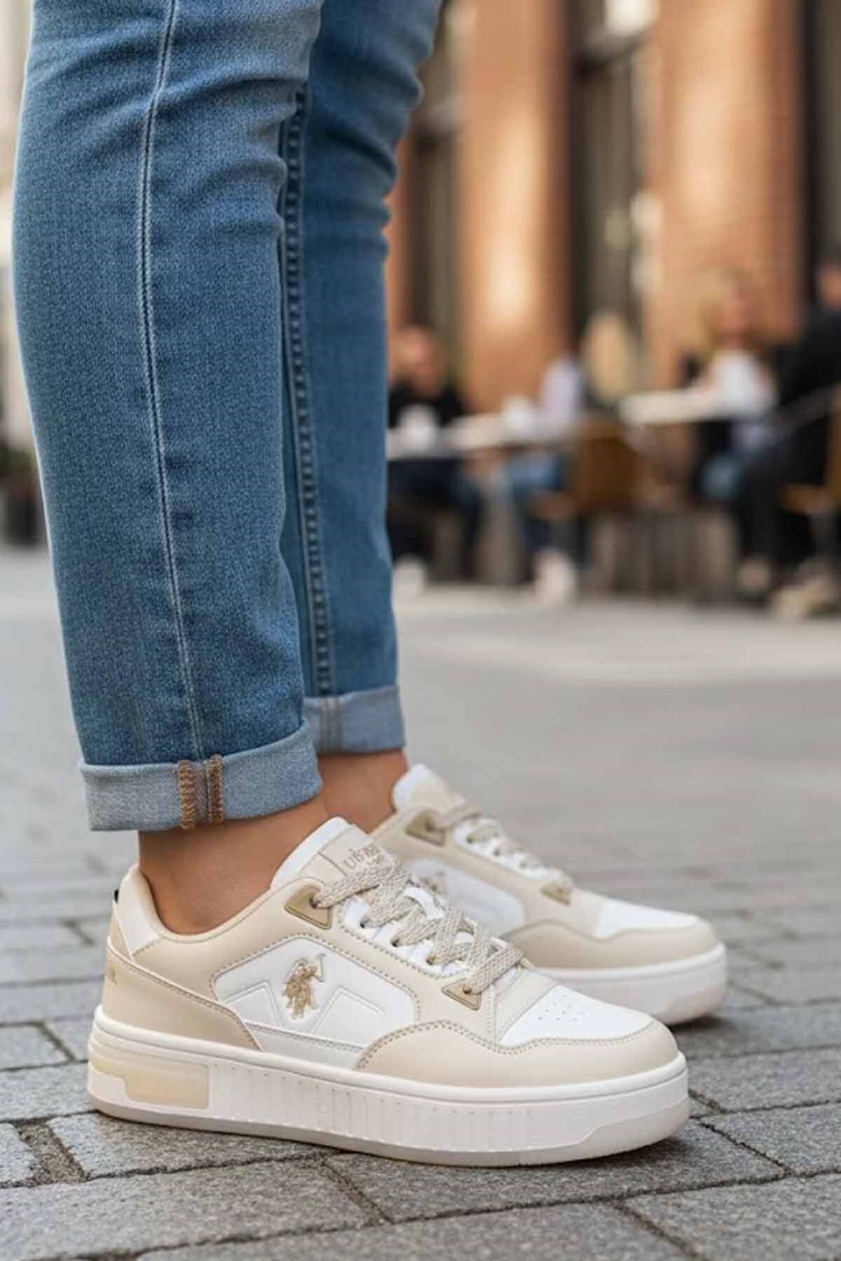 US POLO ASSN.SneakerU.S Polo Assn. CYHPER Kadın Sneaker Ayakkabı 101258128Bej