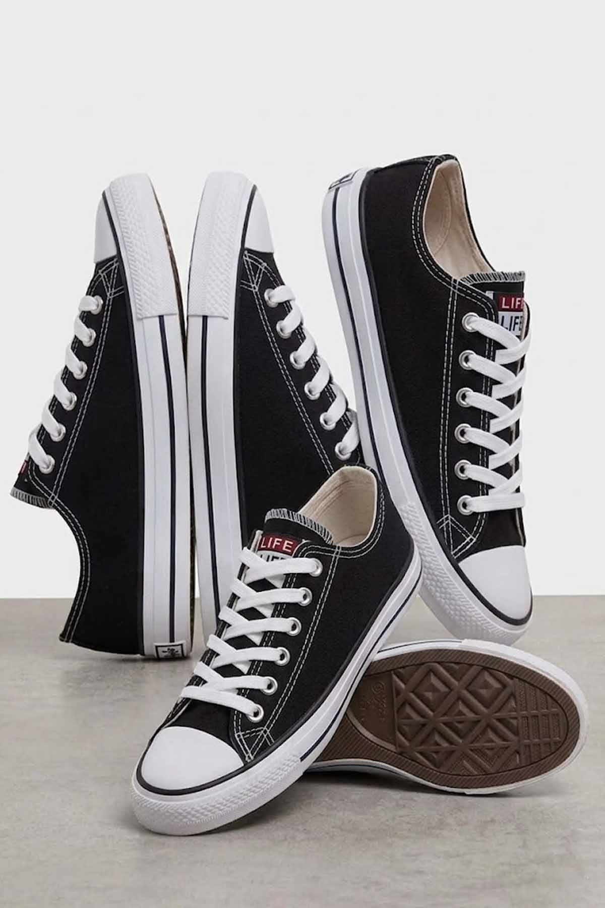 VYNORSneakerVynor Nomad Siyah Bağcıklı Kanvas Unisex Sneaker Ayakkabı VY-C1001Siyah