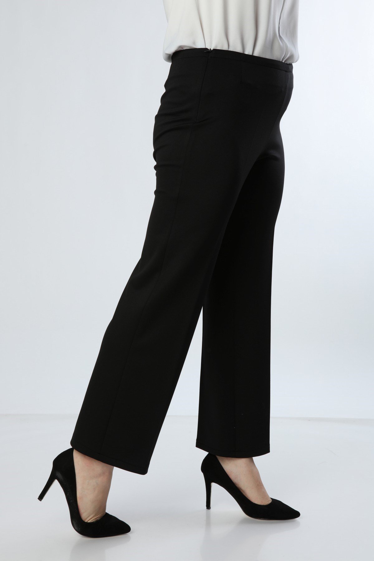 Büyük Beden Boru Paça Siyah Pantolon - Büyük Beden Pantolon Modelleri