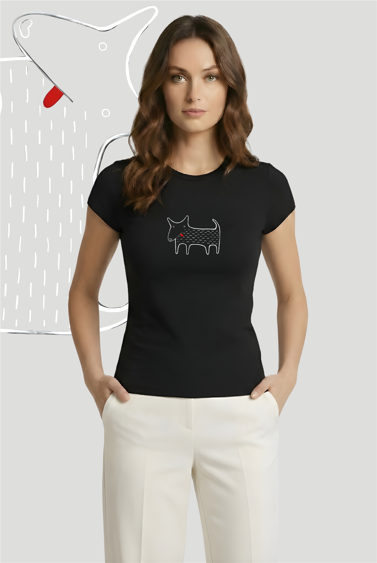 Dog Tongue Basklı Soft Kumaş Bisiklet Yaka Basic Kısa Kol BluzKurun'sDog Tongue Basklı Soft Kumaş Bisiklet Yaka Basic Kısa Kol Bluz