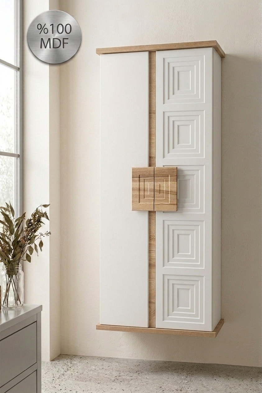 Nurcelant Banyo Mutfak Erzak Boy Dolabı Mdf Beyaz