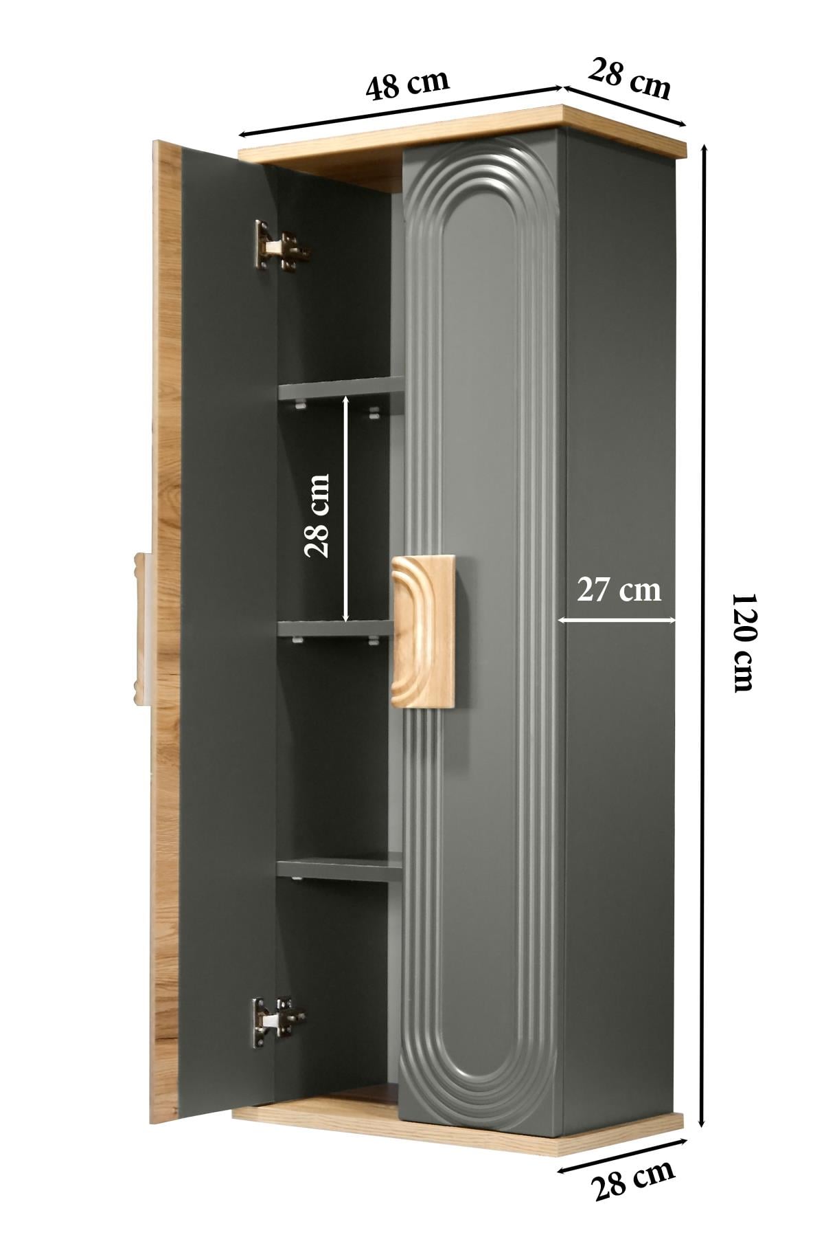 Nurcelant Banyo Mutfak Erzak Boy Dolabı Mdf Antrasit