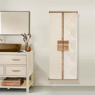 Nurcelant Banyo Mutfak Erzak Boy Dolabı Mdf Krem