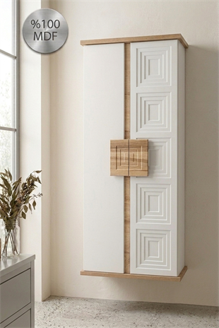 Nurcelant Banyo Mutfak Erzak Boy Dolabı Mdf Beyaz