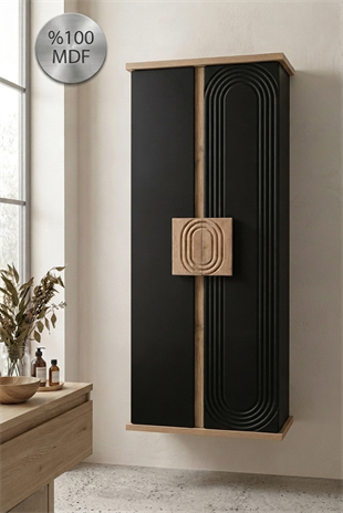 Nurcelant Banyo Mutfak Erzak Boy Dolabı Mdf Siyah