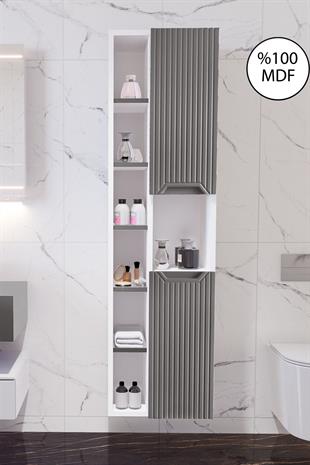 Nurcelant Çok Amaçlı Banyo Boy Dolabı Mdf Füme