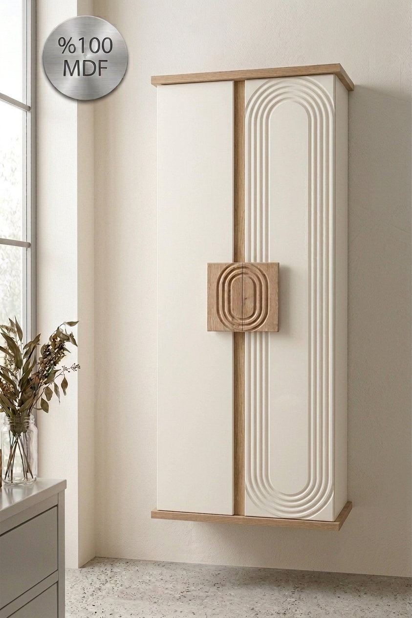 Nurcelant Banyo Mutfak Erzak Boy Dolabı Mdf Krem