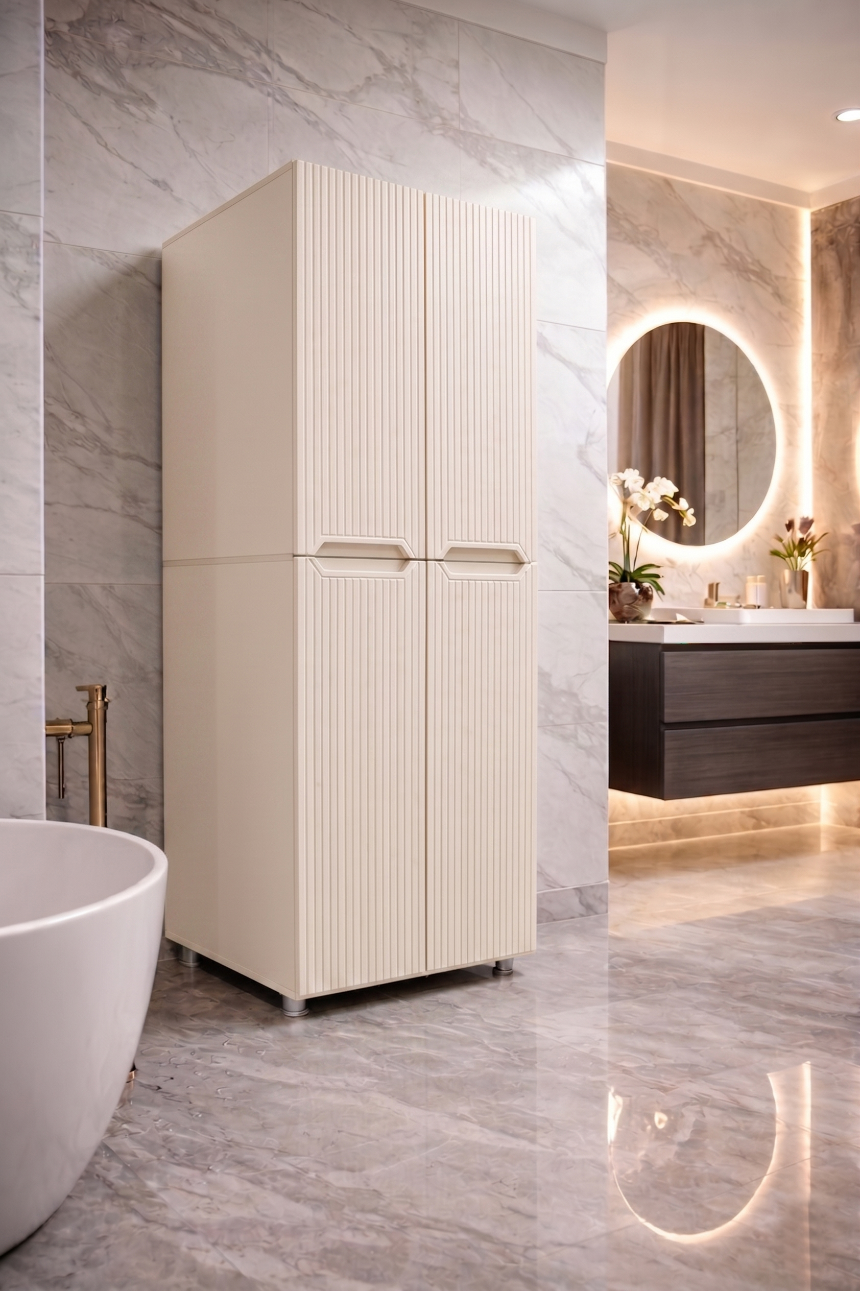 Nurcelant Çamaşır Bulaşık Makinesi Kurutmalık Dolabı MDF Krem