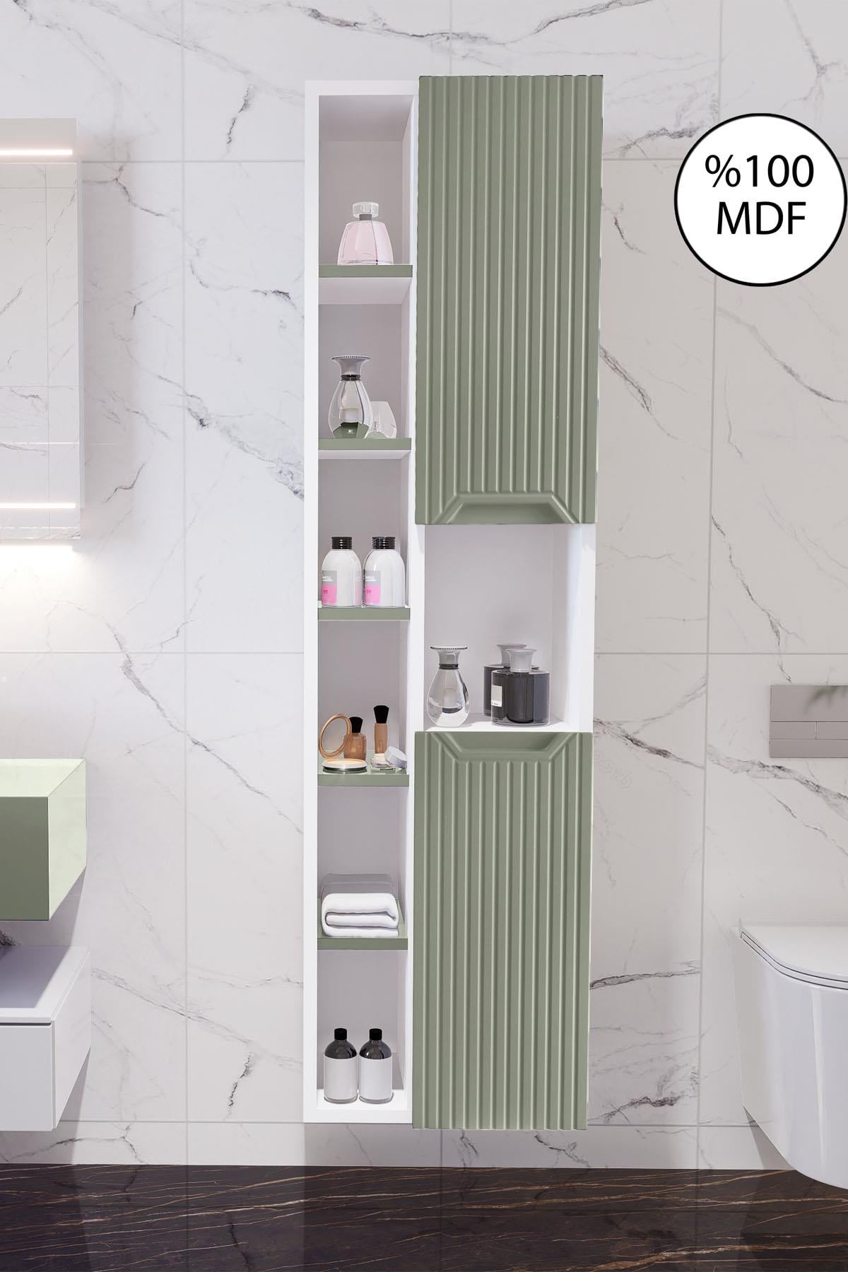 Nurcelant Çok Amaçlı Banyo Boy Dolabı Mdf Açık Yeşil