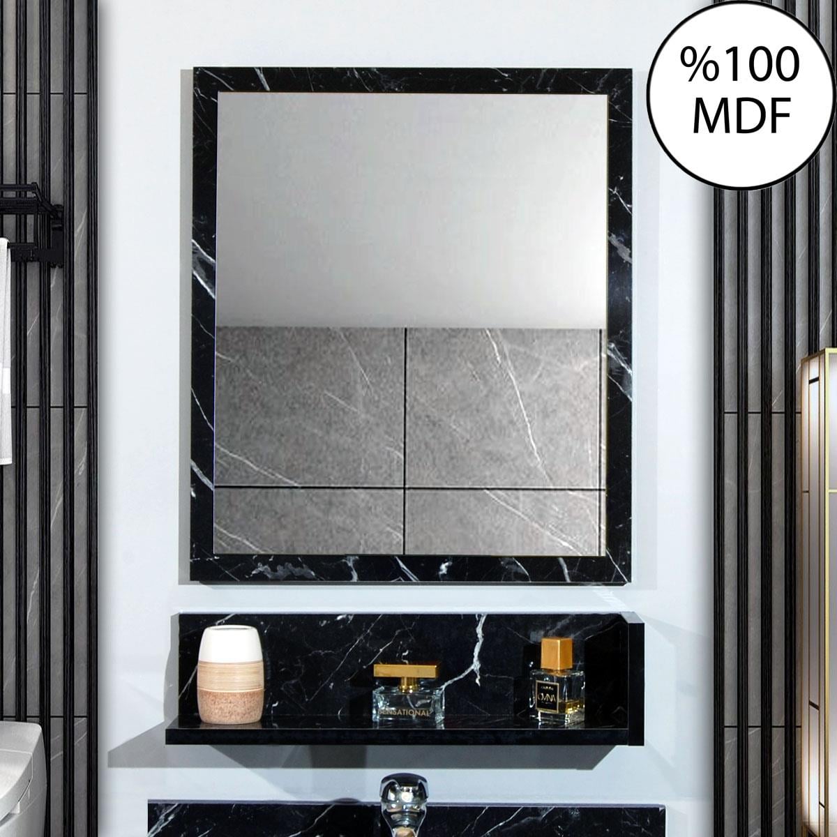 Nurcelant Raflı Banyo Aynası 50 cm Üst Modül Siyah