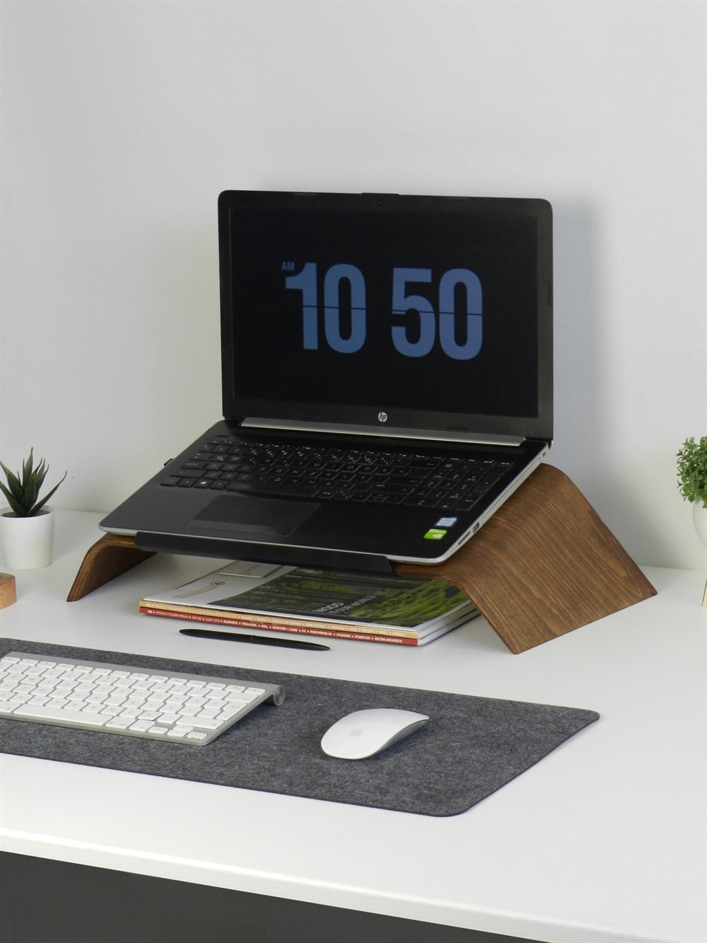 Doğal Ağaç Laptop Masa Standı ve Yükseltici Notebook Tutucu 