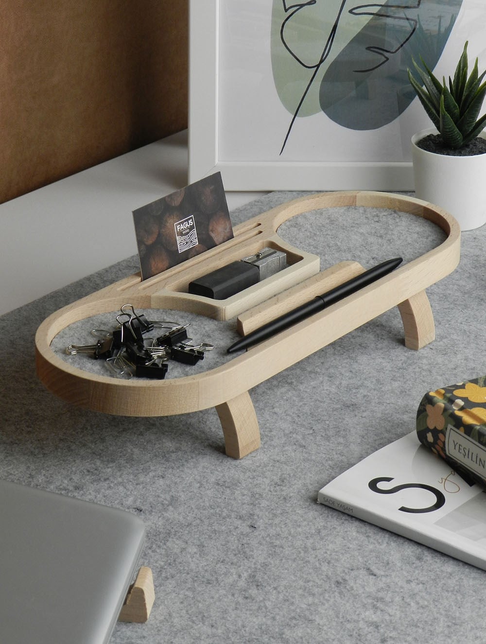 Mini Round Masa Düzenleyici (Gri)