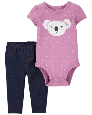 Kız Bebek 2'li Koala Desenli Body&Pantolon Set