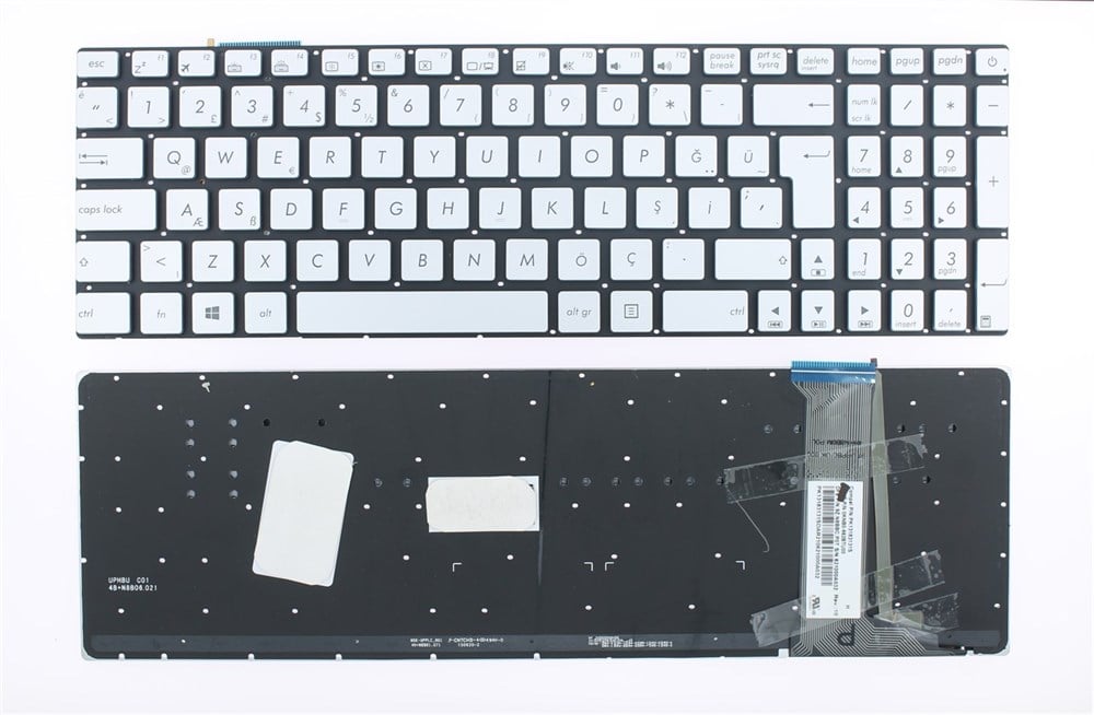 Asus G58, N551, N751, R555, R561, N552, N752, G551, G552, G741, GL551, G552, G771, GL552, GL752, ZX50, GL771 Klavye Silver Ledli Klavye