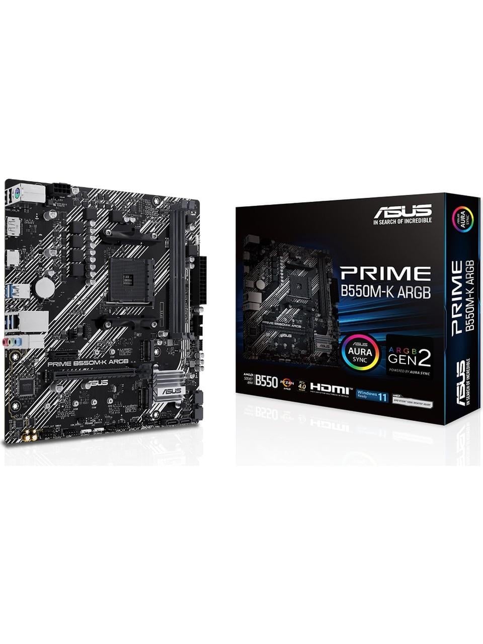 ASUS PRIME B550M-K ARGB DDR4 5100MHZ 1XHDMI 1XDP 2XM.2 USB 3.2 MATX AM4 (AMD AM4 5000/4000 G/3000 SERİSİ İLE UYUMLU)