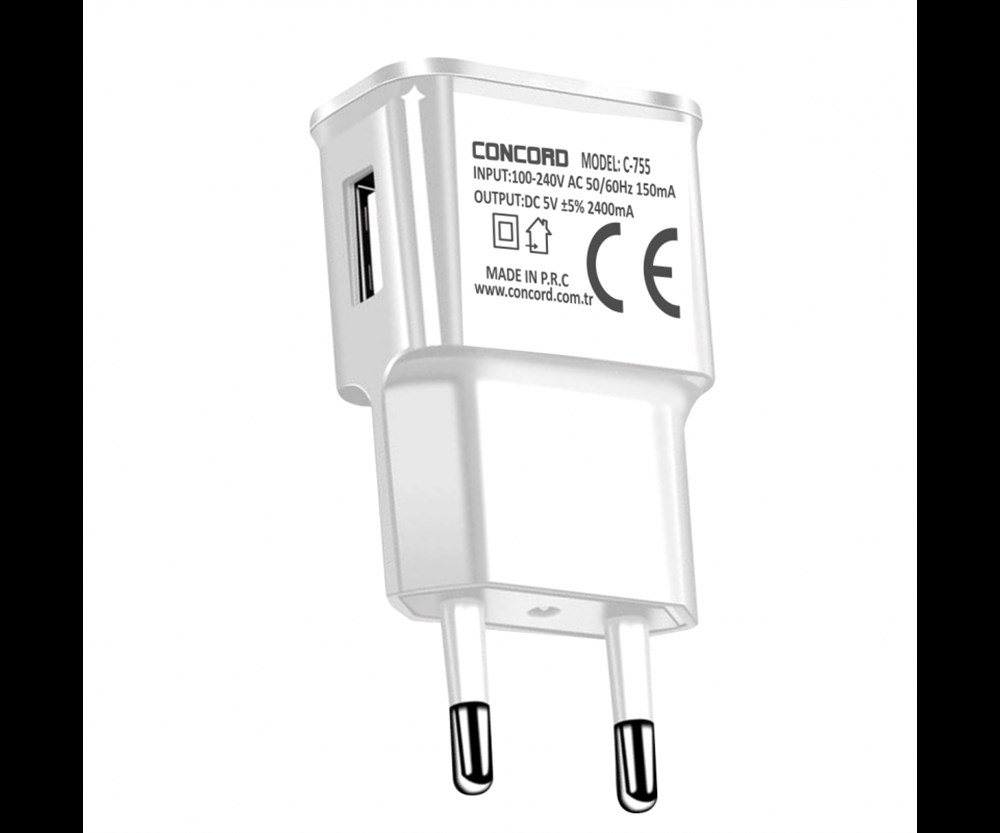 Concord C-755 | 2.4A | USB Hızlı Quick Şarj Başlık