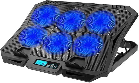 ECOYOM X6A Gaming Pad Laptop Cooler 6 Fanlı Notebook Soğutucu Mavi Led Işıklı Dizüstü Bilgisayar Standı