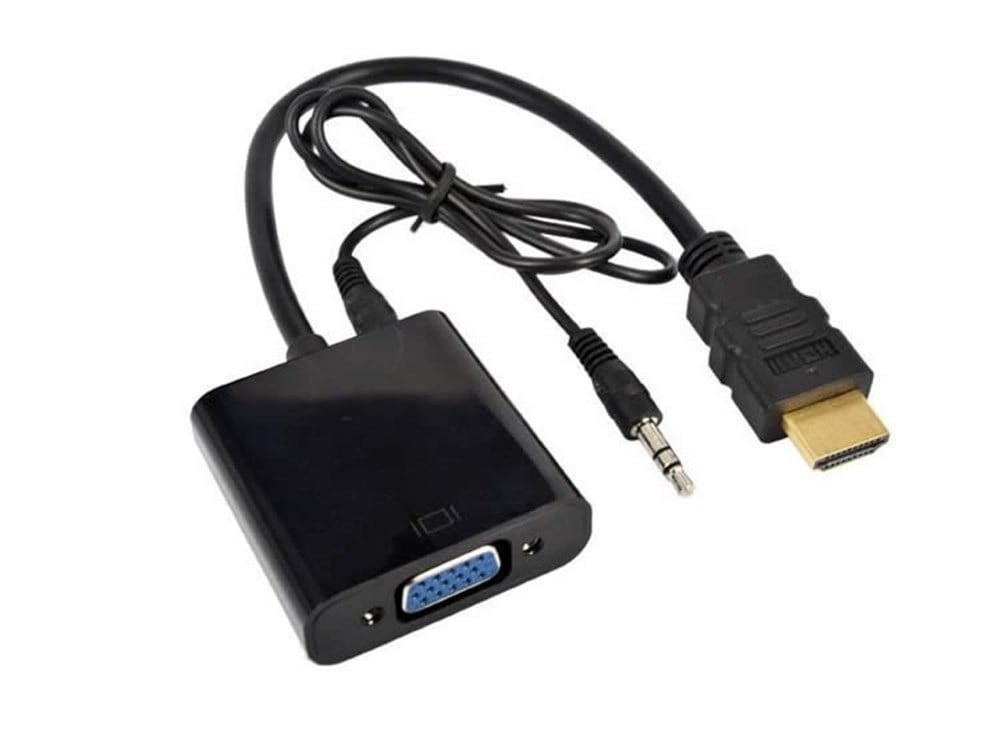 HDMI To VGA Kablo Çevirici Dönüştürücü + Ses (Siyah)