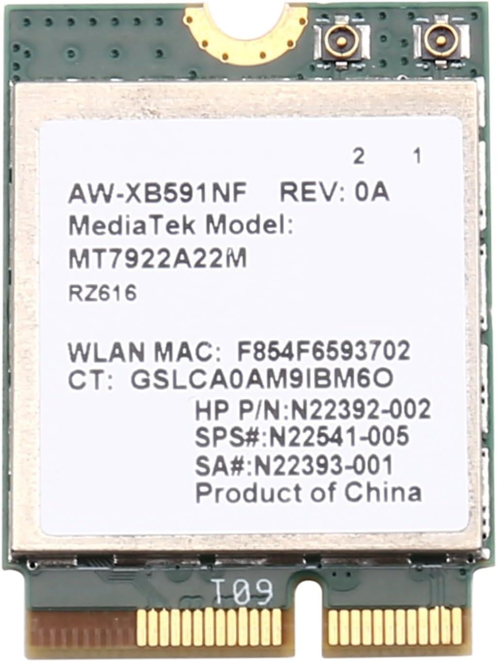MT7922 WiFi 6E M. 2 Network Adapter–5374Mbps, BT 5.3, Tri-Band 2.4G/5G/6Ghz