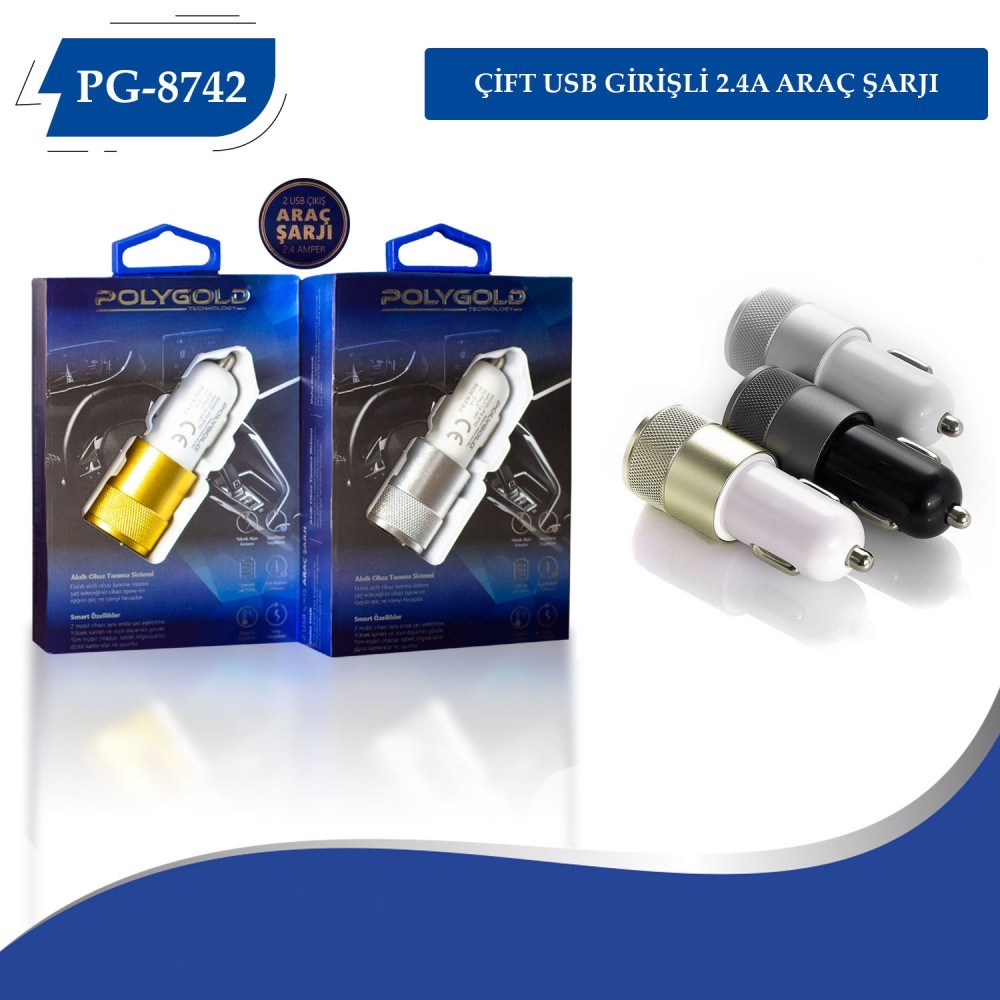 Polygold PG-8742 2 USB 2.1A ARAÇ ŞARZI