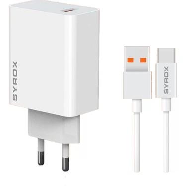Syrox M67T Single USB-A Port High Speed Charger Adapter & Type-C Cable 67 WATT Mİ TURBO YÜKSEK HIZLI ŞARJ