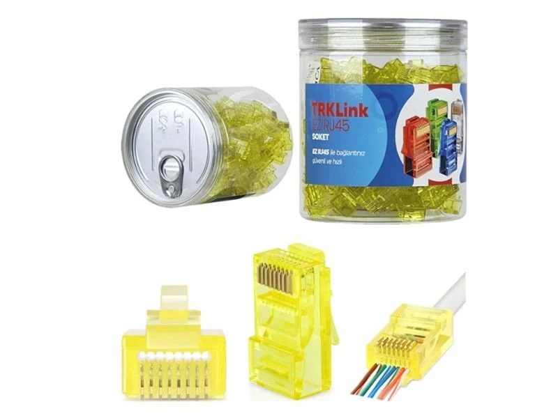 TRKLink EZ RJ45 KONNEKTÖR (SARI) 100 'lü PAKET YENİ NESİL