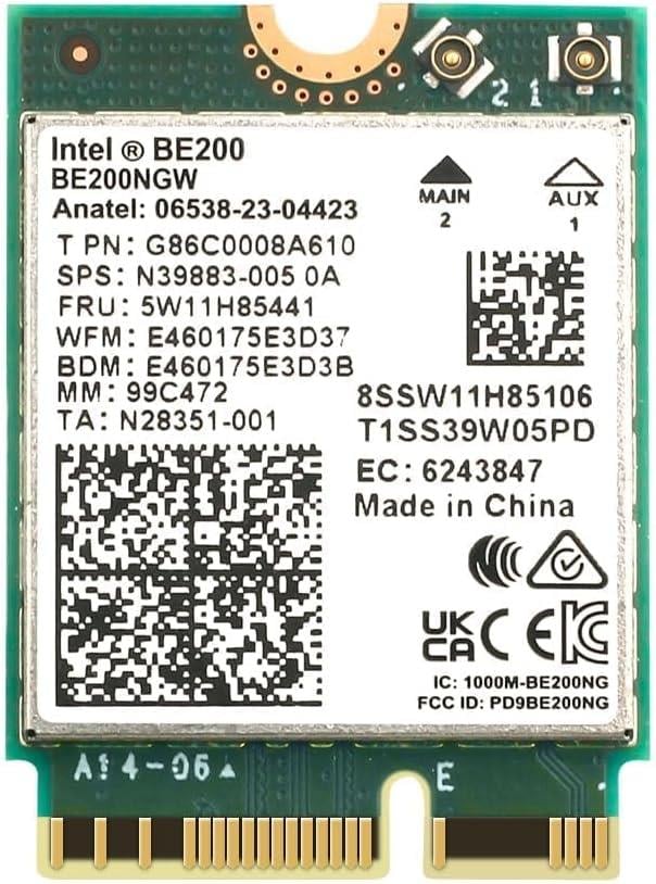 Wi-Fi 7 Intel BE200 Bluetooth 5.4 WiFi Kartı BE200NGW 2.4/5/6 GHz 5.8 Gbps