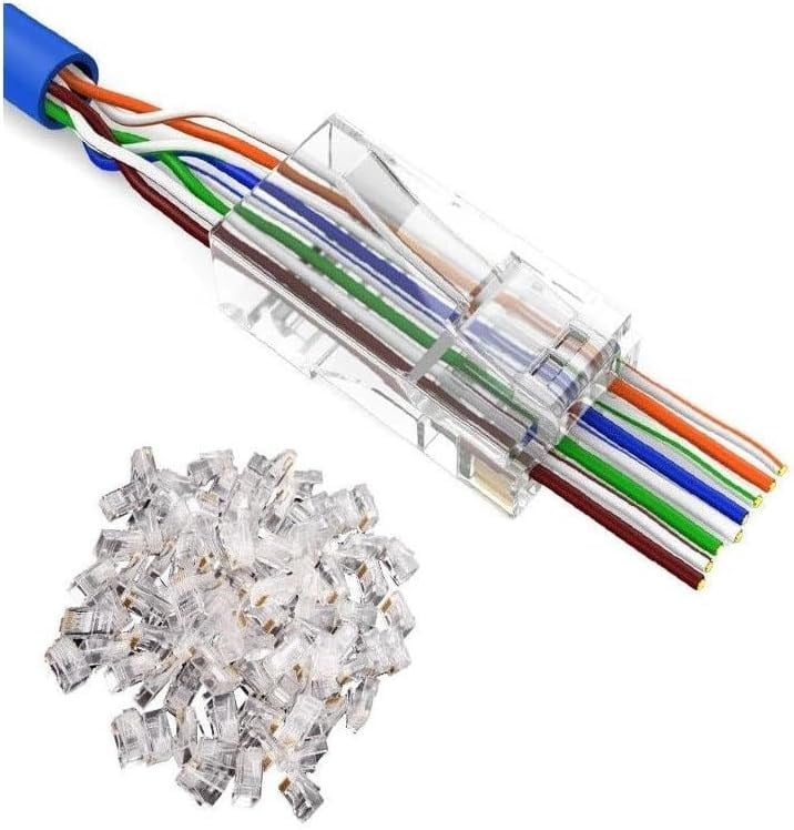 50 Adet EZ Rj45 Jack Cat5 / Cat6 Yeni Nesil Delikli İnternet Kablo Kablosu Ucu Konnektör Connector