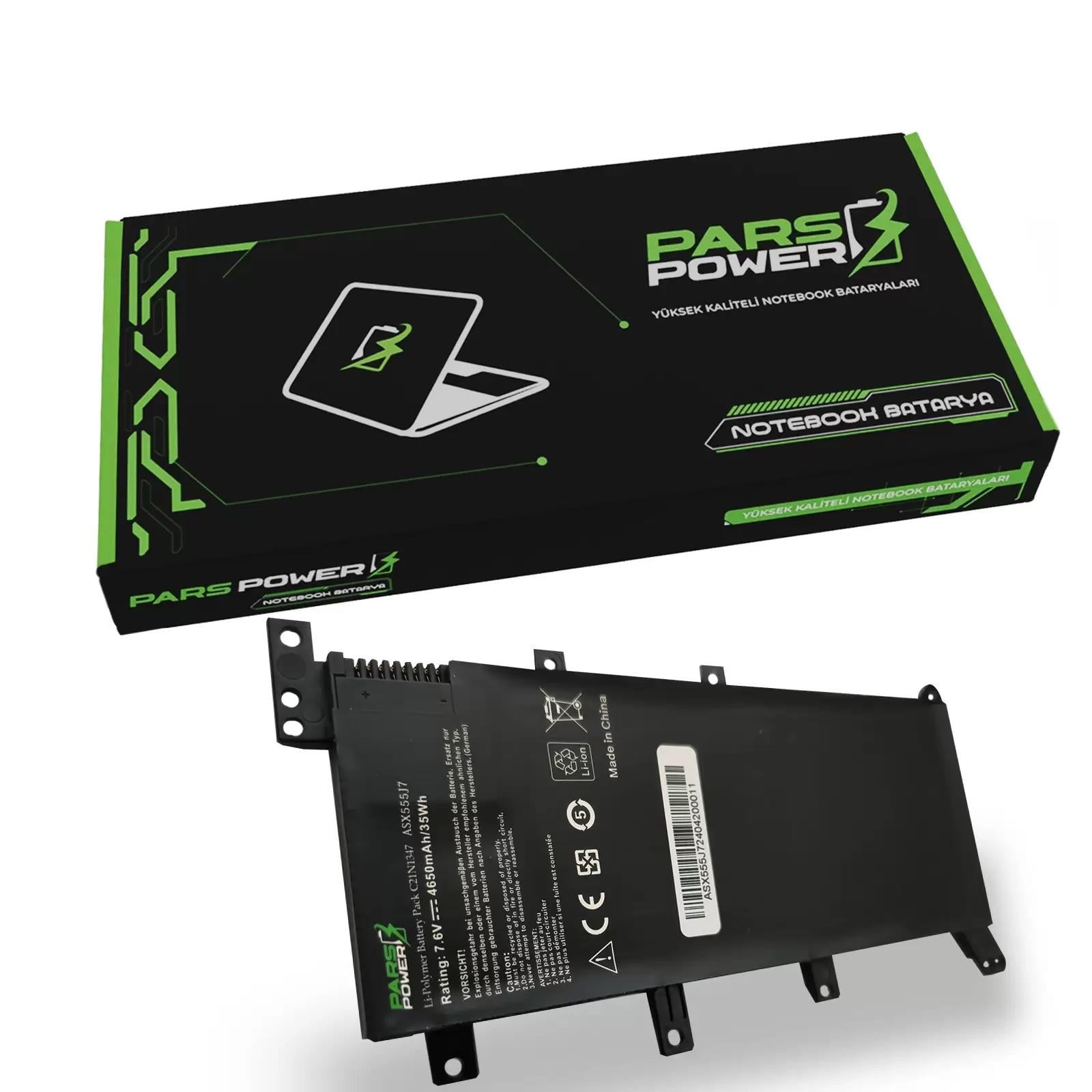 Asus R511L, R51L, R556L Notebook Batarya - Pil (Pars Power)