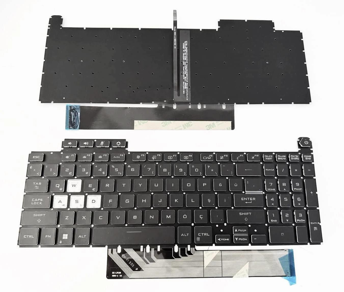 Asus TUF Gaming A15 A17 F15 F17 FA707 FX707 FA507 FX507VV FX507VI FA507NU FA507XI FA507NV FA507RC FA507RE FA507RM FA507RM FX507VU FX507VI FX507ZU4 FX507ZC4 FA507UI FA507NVR FA507UI FA507NUR TUF Dash F15 FX517 FX517ZR FX517ZE FX517ZM GA507 Klavye Siyah RGB