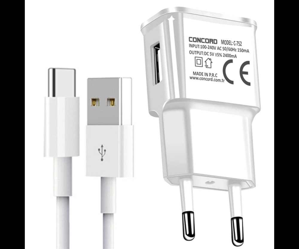 Concord C-752 | 2.4A | TYPE-C Hızlı Quick Seyahat Şarj