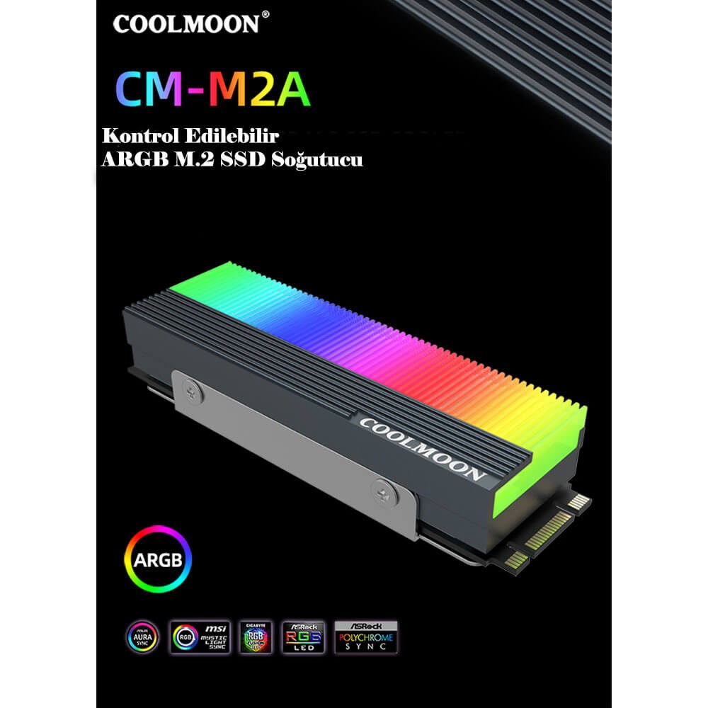 Coolmoon Rgb M.2 Ssd Soğutucu Nvme Ngff 2280 Radyatör Isı Argb