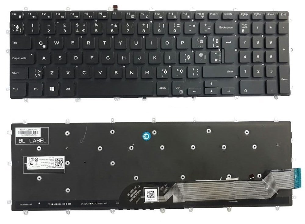 Dell Inspiron P75F p72f 5565 5567 17 5765 5767 7566 7567 9J9KG 09J P65F001 G3 3579 Inspiron 15 Gaming 7577 Klavye 
