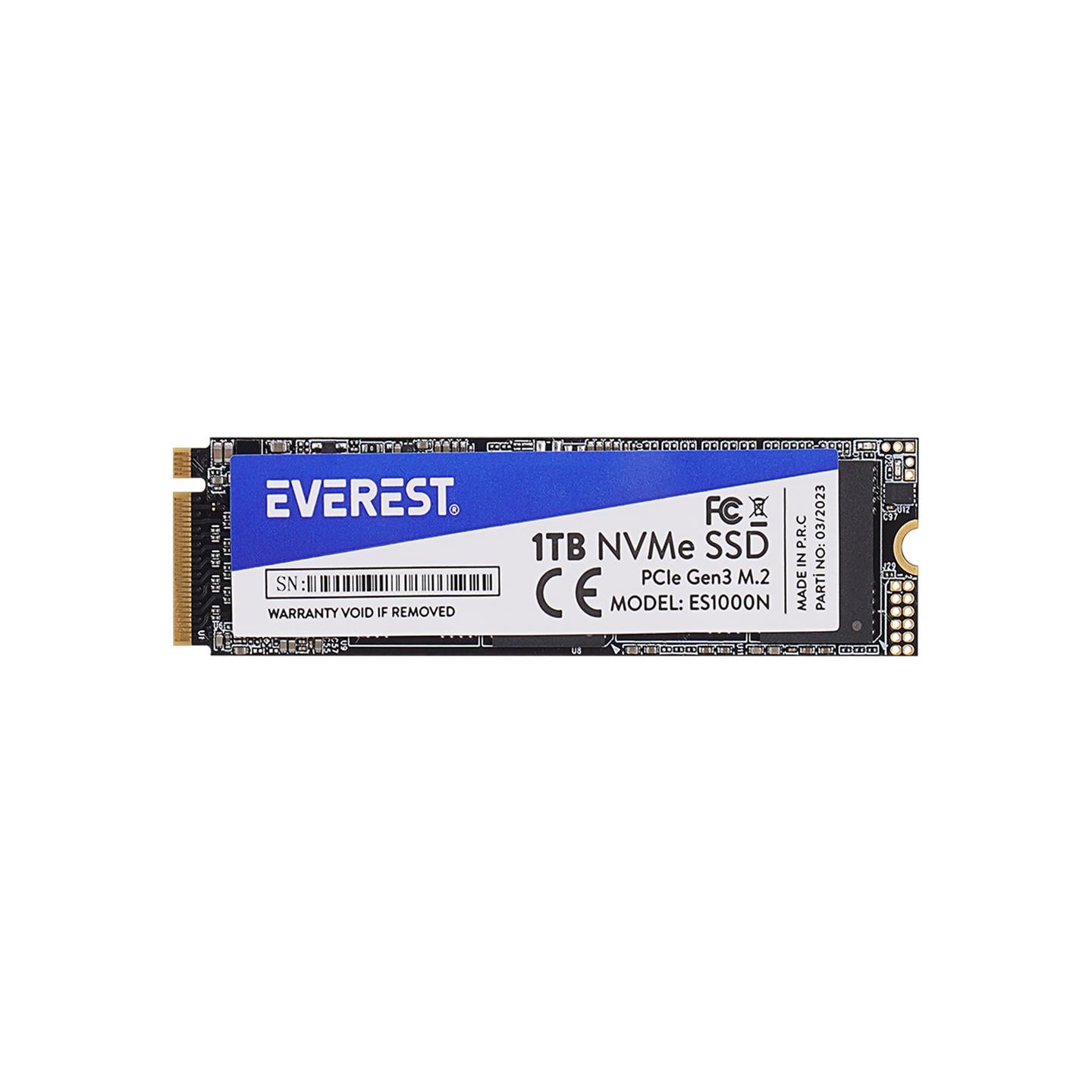 Everest ES1000N 1TB 3D NAND Flash 2500MB/1800MB PCIe Gen3 NVMe M.2 SSD (Solid State Drive)