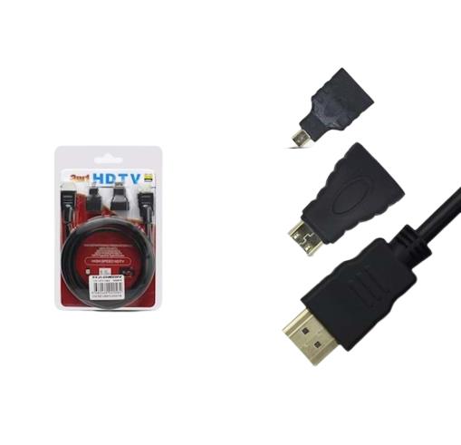 HADRON / H4576 /1.5 MT HDMİ KABLO MICRO VE MINI HDMI ÇEVİRİCİLİ 1.5MT HDTV