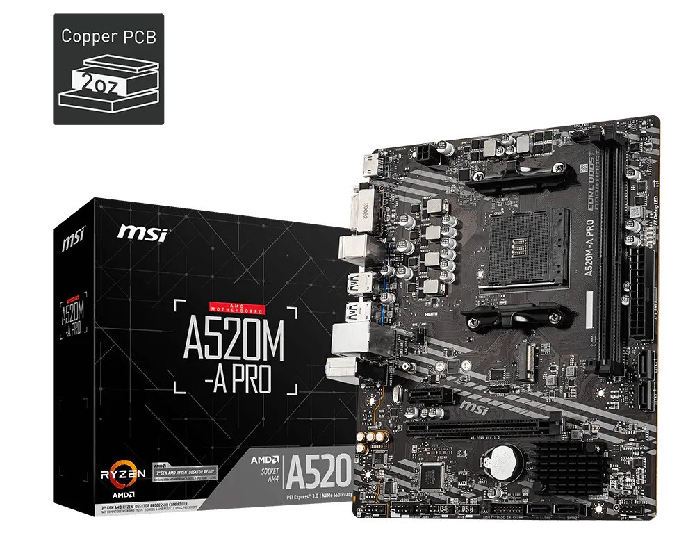 MSI A520M-A Pro AMD A520 4600 MHz (OC) DDR4 Soket AM4 mATX Anakart