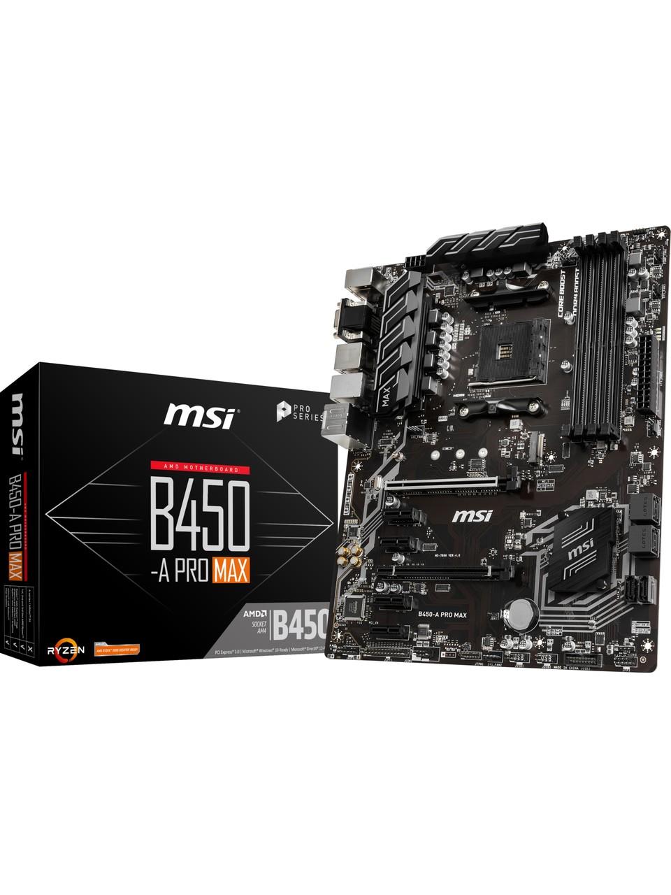 MSI B450-A PRO MAX AM4 DDR4 3466(OC) VGA DVI HDMI M.2 USB3.1 ATX Anakart