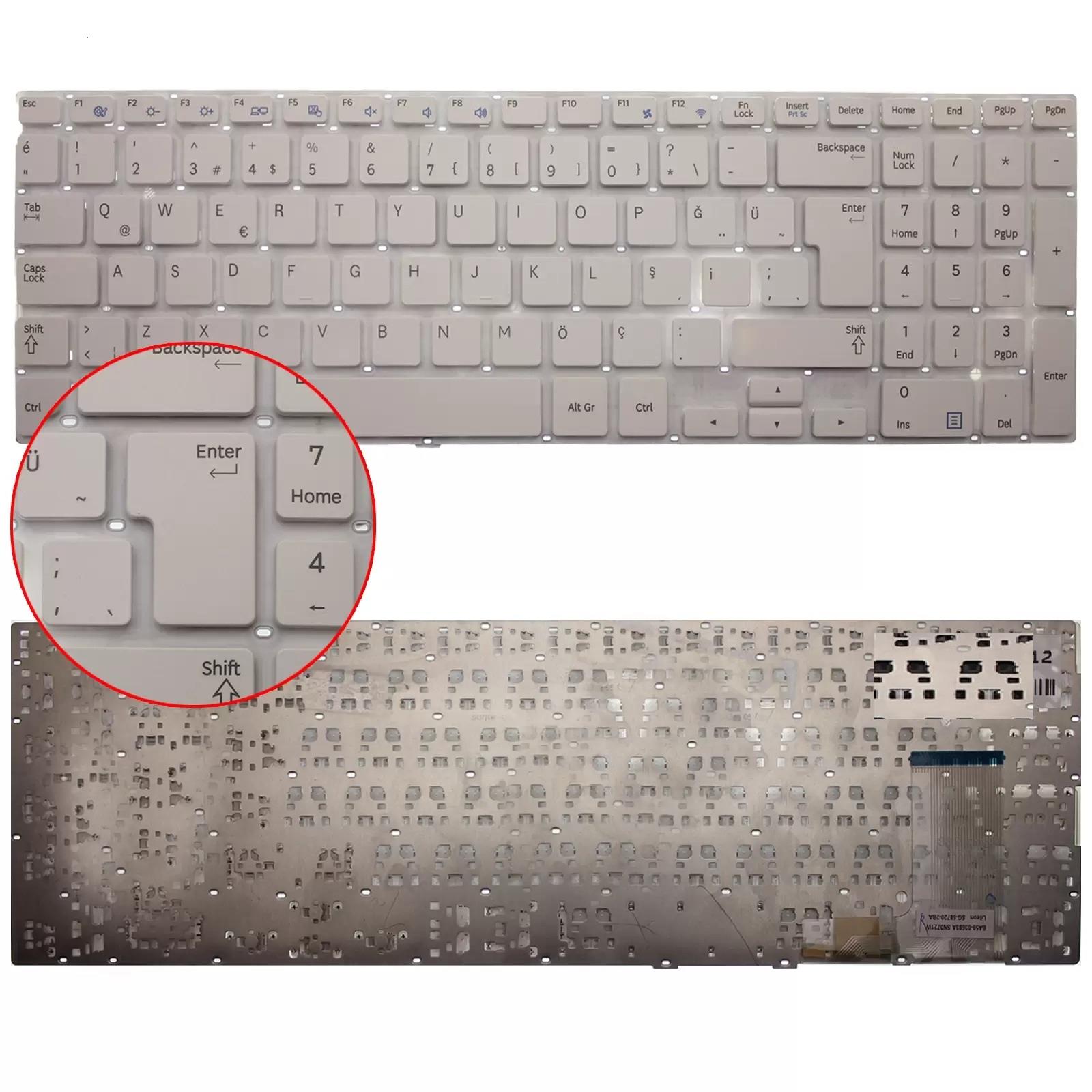 Samsung 370R5E 50R5E 450R5V NP450R5E NP450R5V 510R5E NP370R5E NP510R5E Ativ Book 4 np470R5E NP470R5E np470r5g Klavye TuşTakımı (Beyaz)