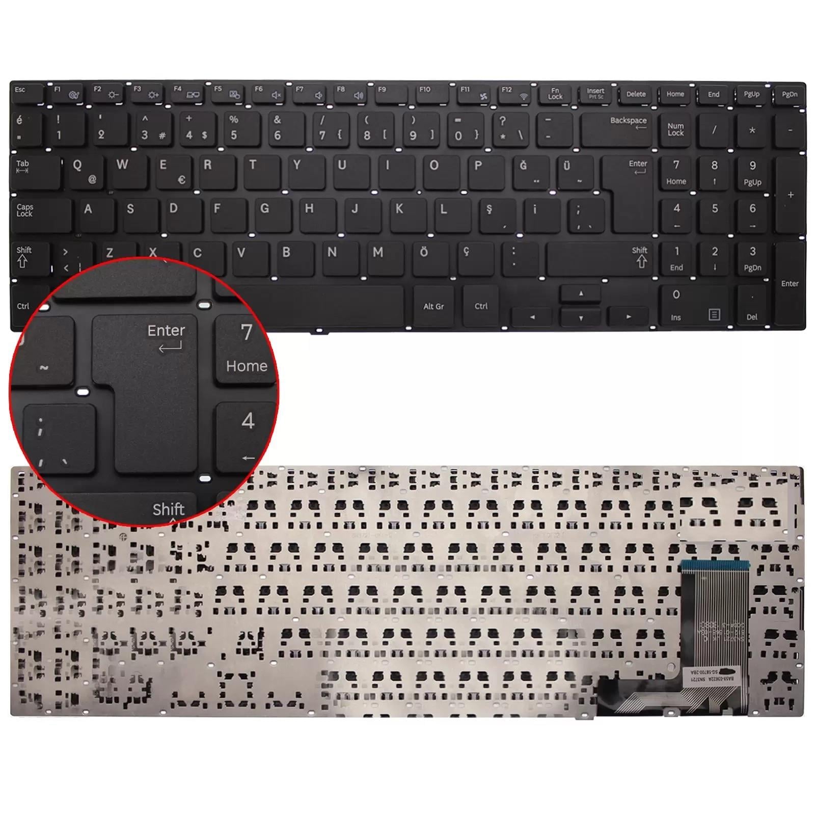 Samsung 370R5E 50R5E 450R5V NP450R5E NP450R5V 510R5E NP370R5E NP510R5E Ativ Book 4 np470R5E NP470R5E np470r5g Klavye TuşTakımı (Siyah)