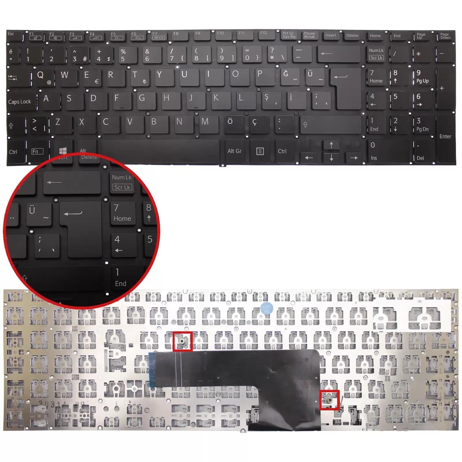 Sony Vaio Fit 15 SVF15 svf152 svf153 svf154 N50 SVF1521NSTB, SVF1521NSTW Serisi Siyah Klavye TuşTakımı 