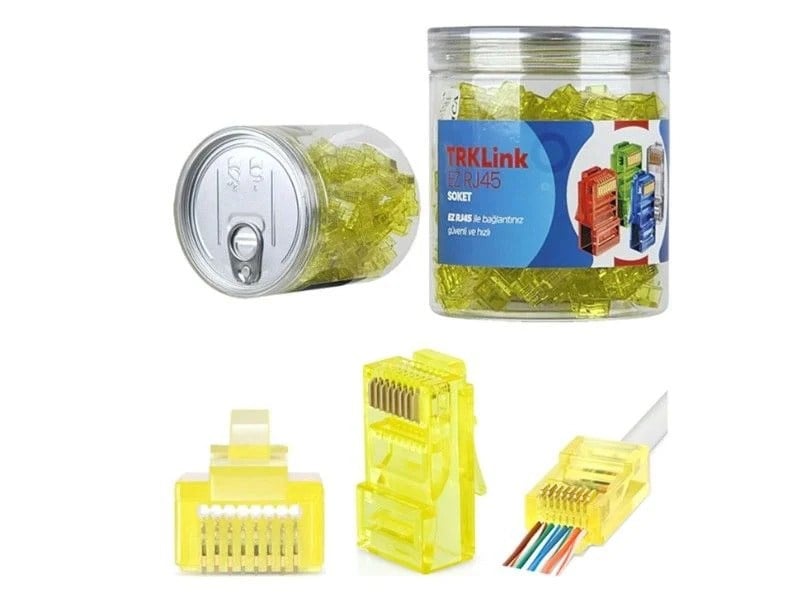 TRKLink EZ RJ45 KONNEKTÖR (SARI) 100 'lü PAKET YENİ NESİL