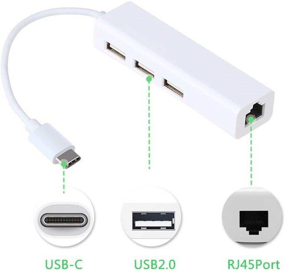 Usb 3.1 Type C Hub Ethernet Çevirici Çoklayıcı Dönüştürücü Adaptör