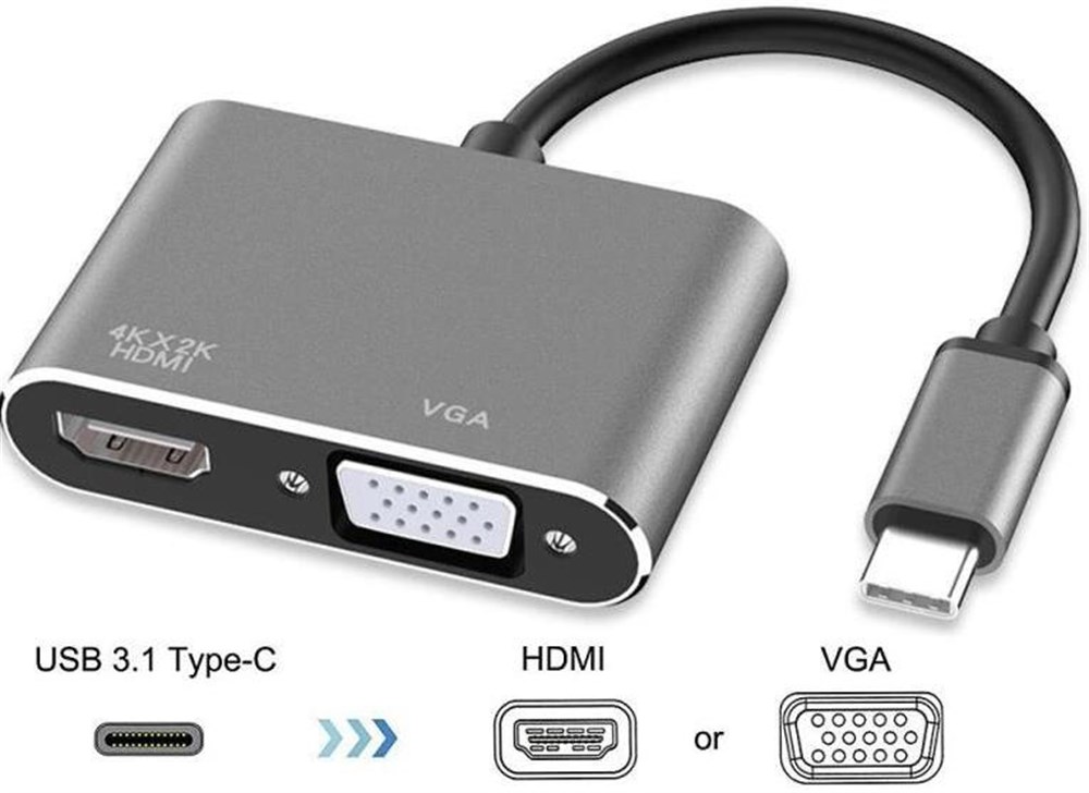 USB Type C To Hdmi VGA 3.1 4K Çevirici Dönüştürücü Adaptör