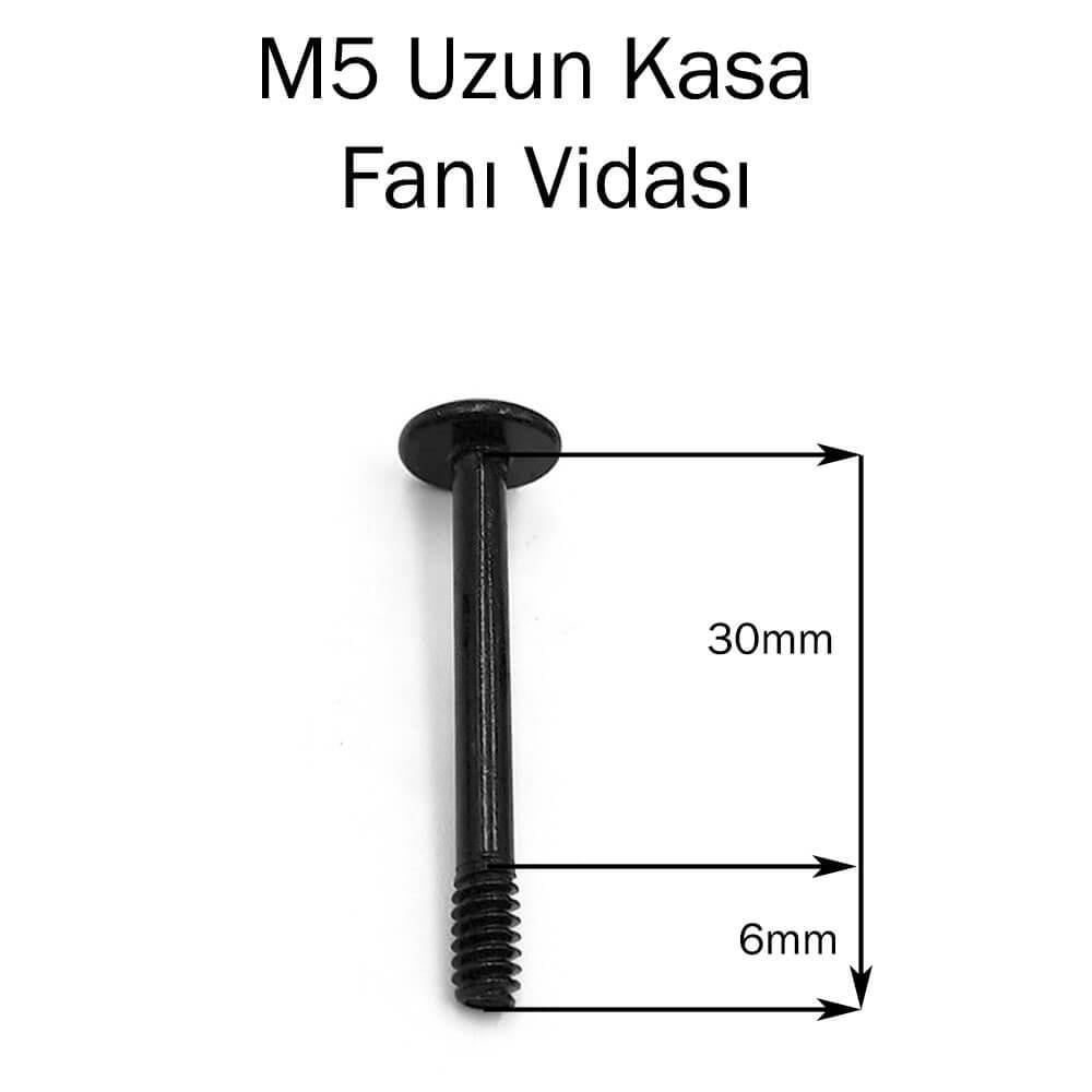 Uzun Kasa Fanı Vidası - Fan Vidası - Siyah - M5 30Mm (4 Adet)