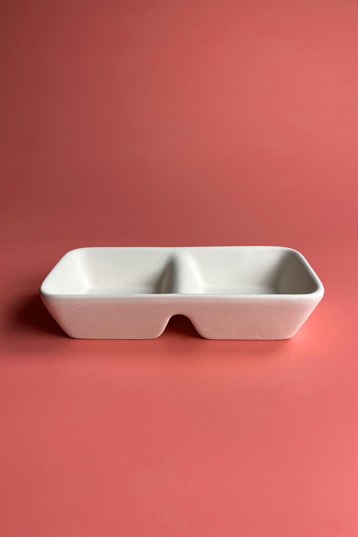 2 Section Mars Appetizers Ceramic Bisque