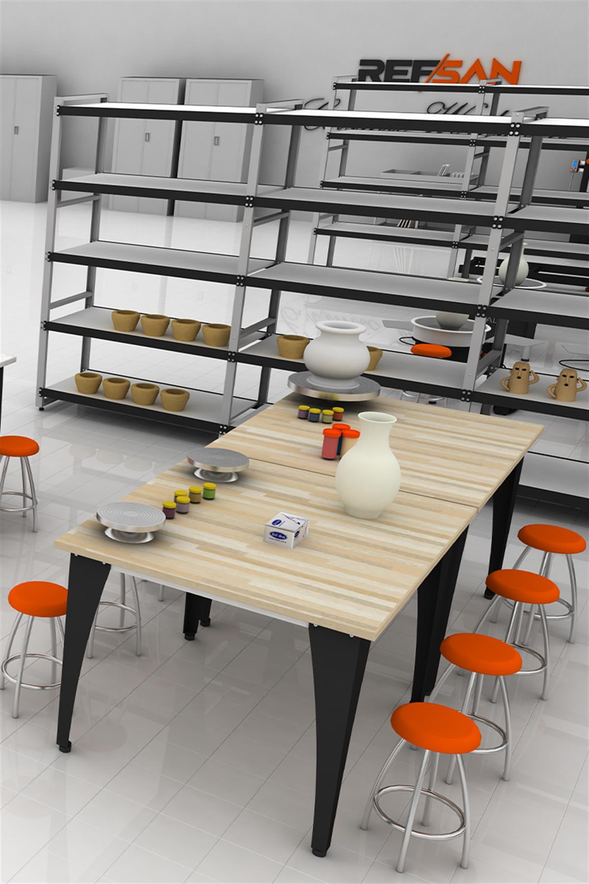 Wooden Table Demounted Pedestals 