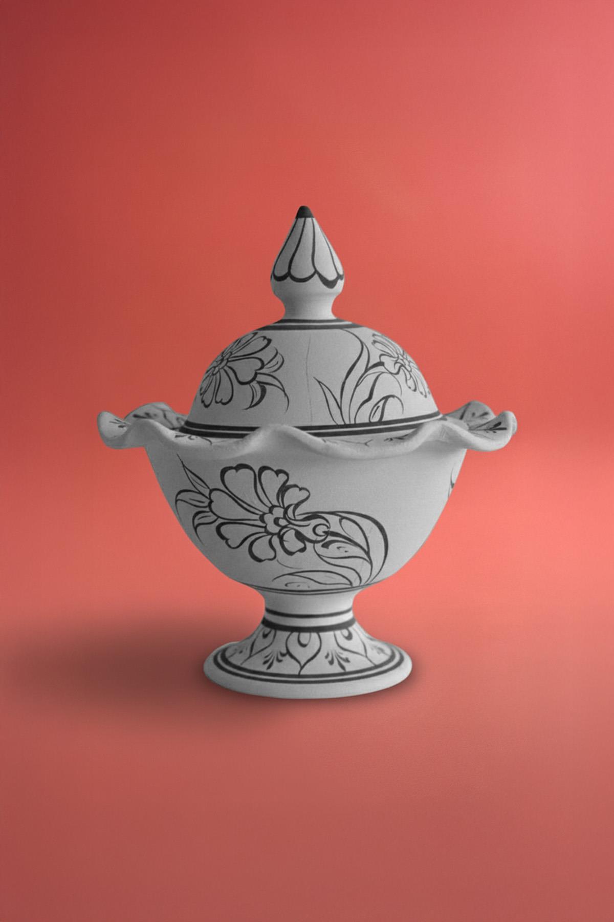 Sugar Bowl With Pedestal Ceramic Bisque