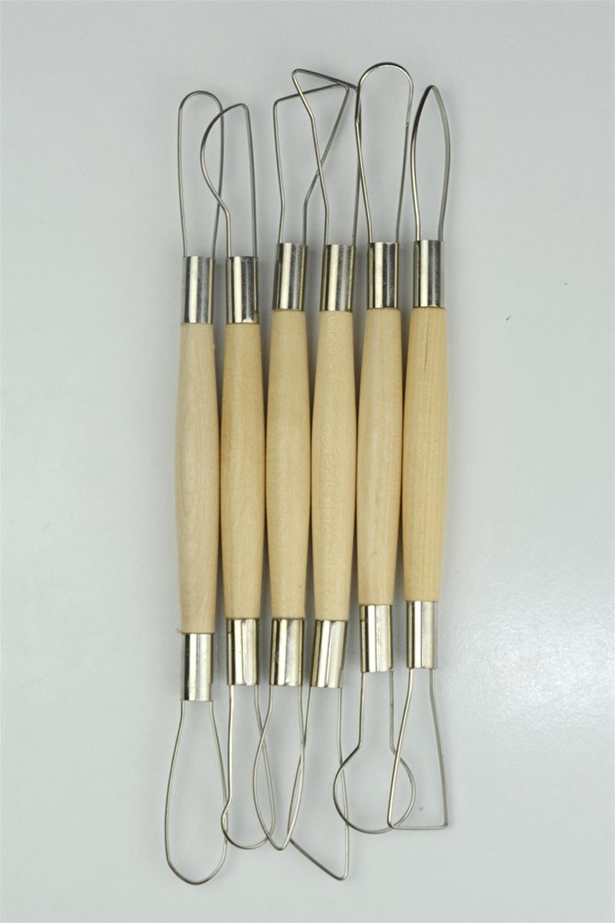 Ceramic Scraping Set  Medium Wooden Handle 6 Pieces